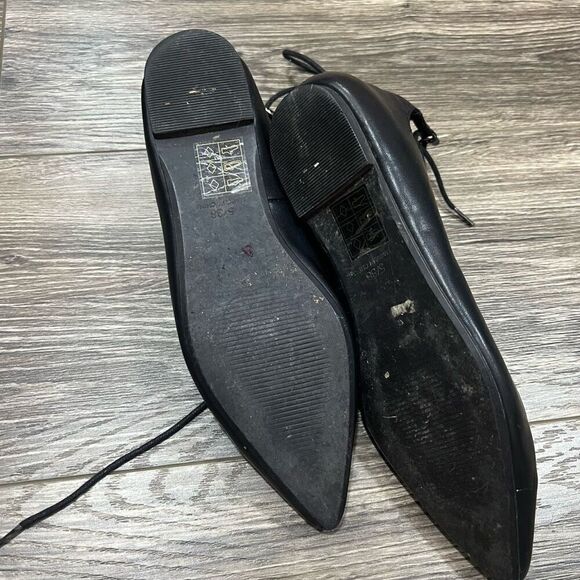 Topshop Ghillie Black Pointed Toe Lace Up Flats - Picture 5 of 6